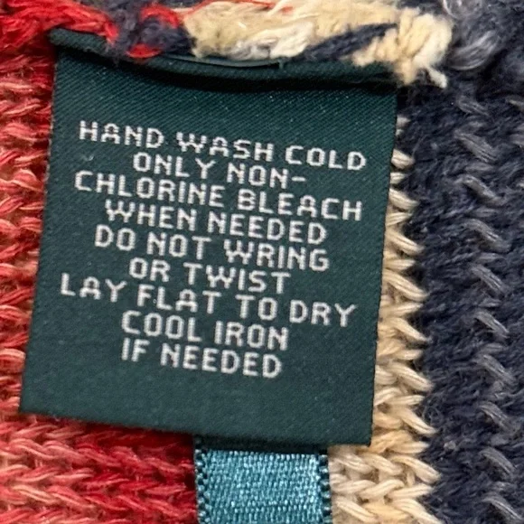 Ralph Lauren LRL Jeans Red Green Stripe Aztec Boat Neck Sweater XL Cotton Linen - Picture 7 of 7